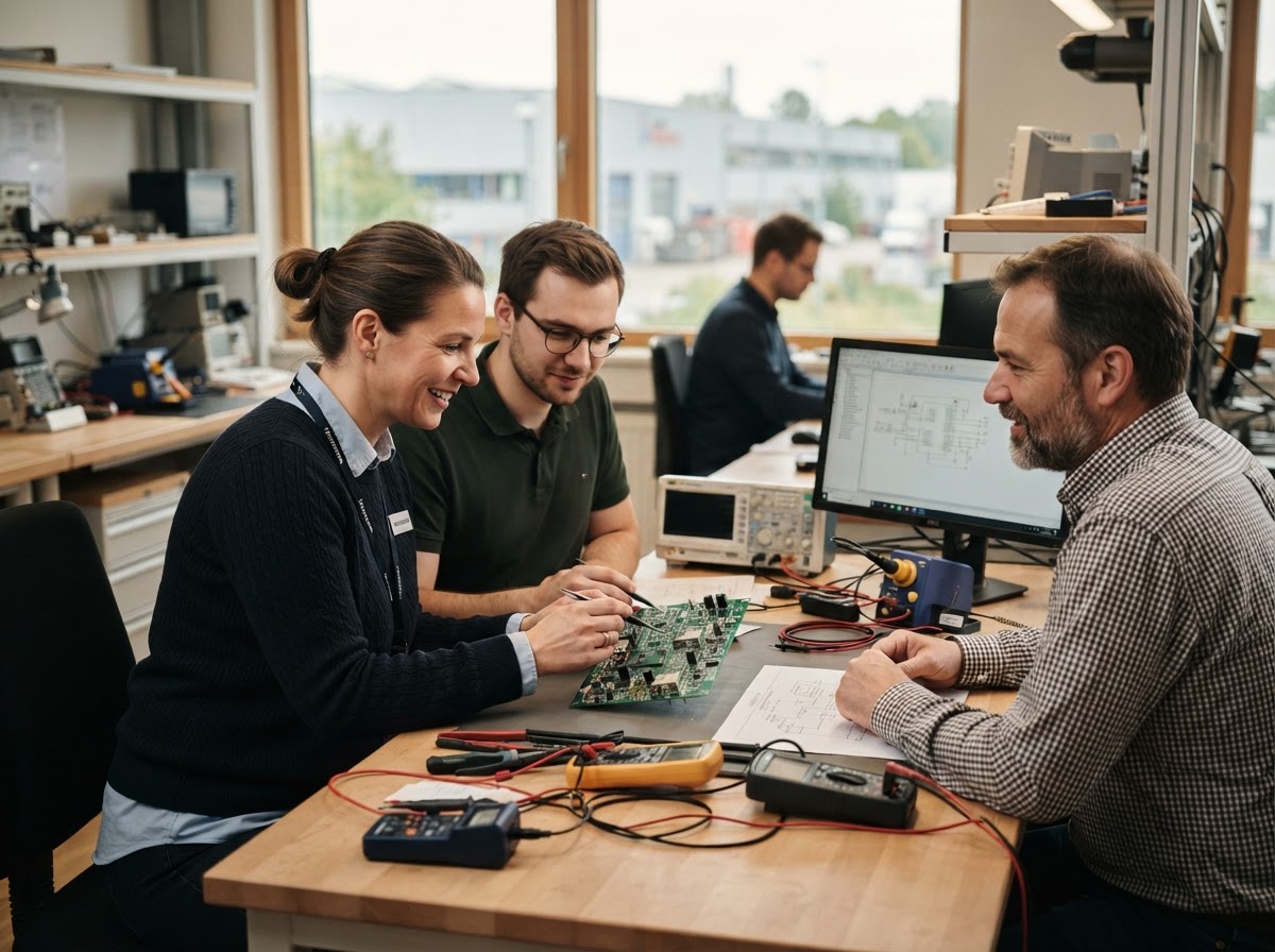 Majetronix team reviewing predictive model output on a workstation